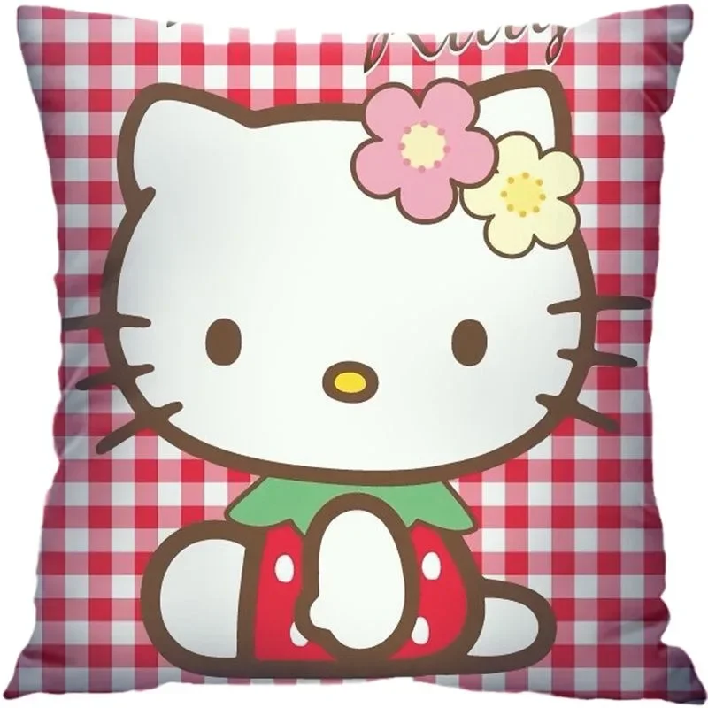 Hello Kitty Cushion Cover Kawaii Cartoon Sofa Decoration 45cm Anime Sanrioed Cute Cartoon Pillowcase Girls Gift Cartoon