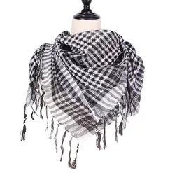 Elegant Large Arabic Shemagh with Tassel - Versatile Head and Neck Scarf (Black)