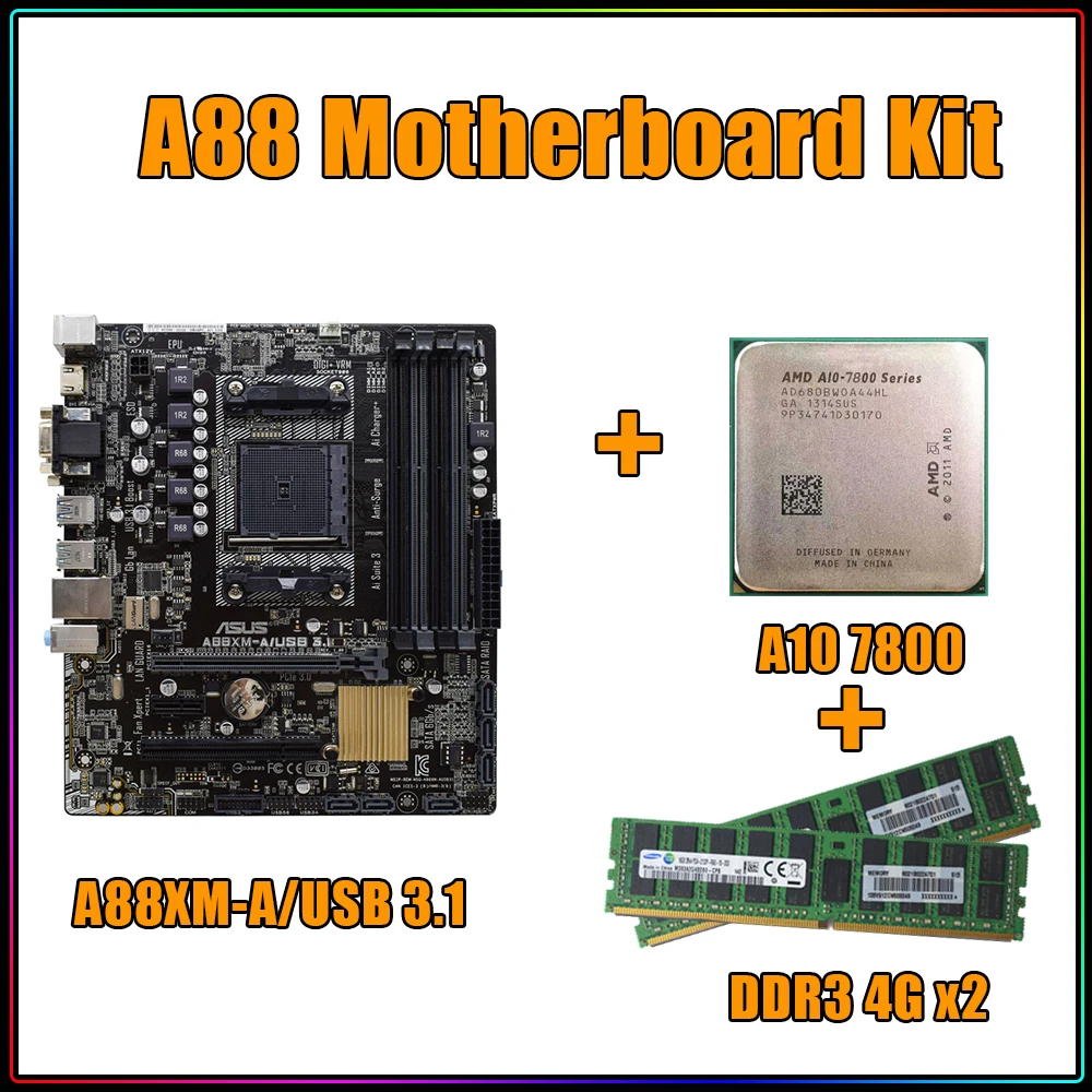 Asus Usb 3.1 Motherboard Kit Amd A10 Set With Ddr3 4g+a10 Cpu Fm2/fm2+cpu 3.4ghz (oc) 3.8ghz Quad-core Processor - - AliExpress