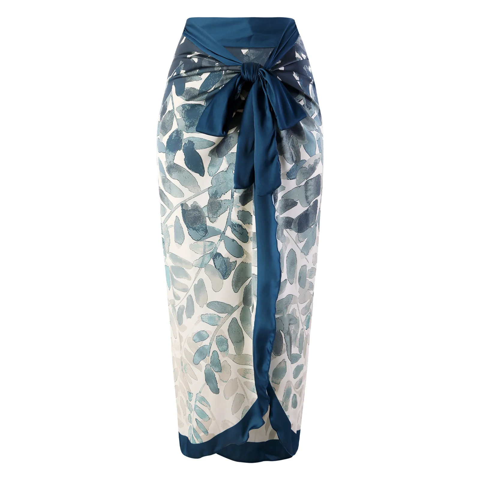 Women's swimsuit 2024 new skin color leaf print one-piece bathing suit beach hot spring gauze skirt two-piece set