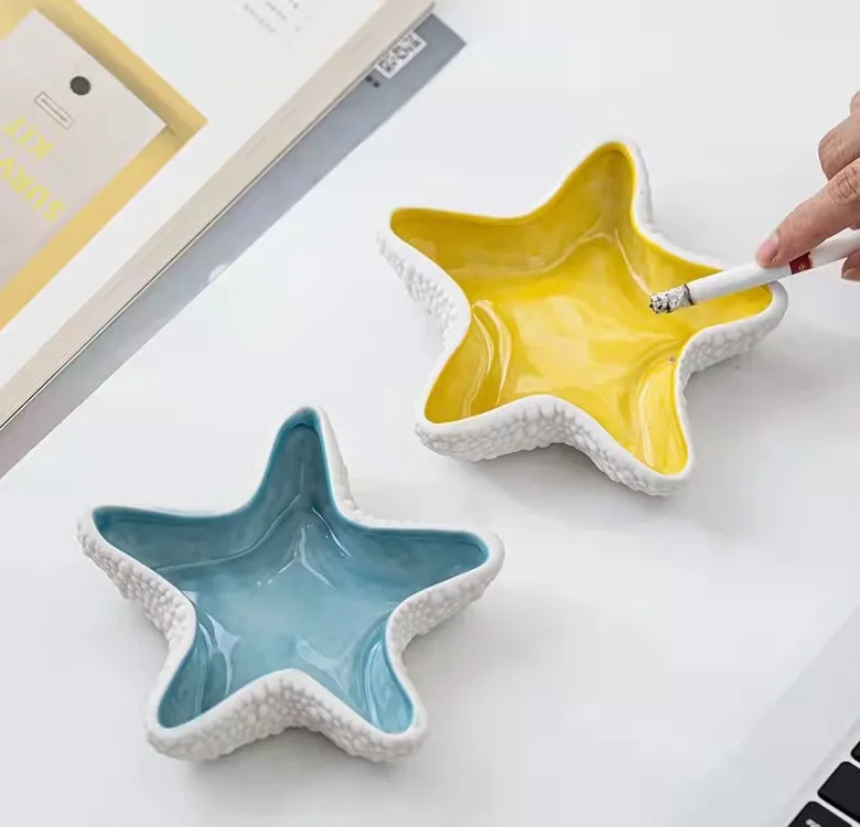 

Fashion Ashtray Windproof Household Ornaments Scandinavian Starfish Ceramic Ashtray Home Accessories