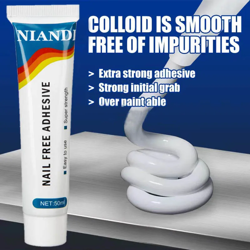 1pc Strong Nail-Free Glue, 50ml - High Viscosity, Waterproof, Multi-Functional Adhesive for Ceramic & More, No Drilling R 3