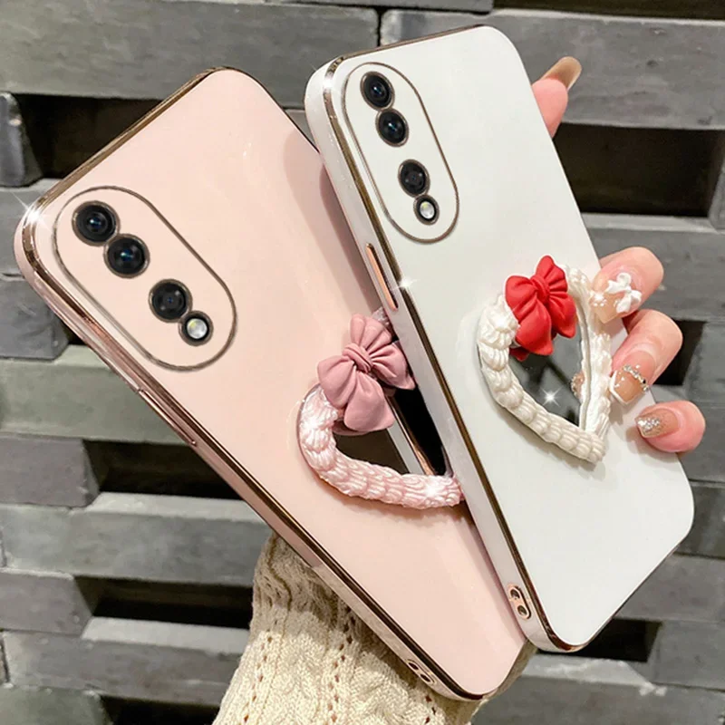 Plating Case For Samsung A34 A54 A53 A32 A33 A13 4G 5G A12 A73 A25 A31 A21S A14 Bows Cream Cake Heart Make-up Mirror_voghion.com
