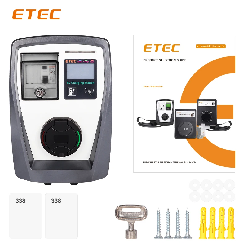 Caricabatterie Ev Trifase Modbus Wallbox 32A 22Kw Rfid Card Stazione Di Ricarica Per Auto Trifase Wallbox Lcd + Rfid + Lock