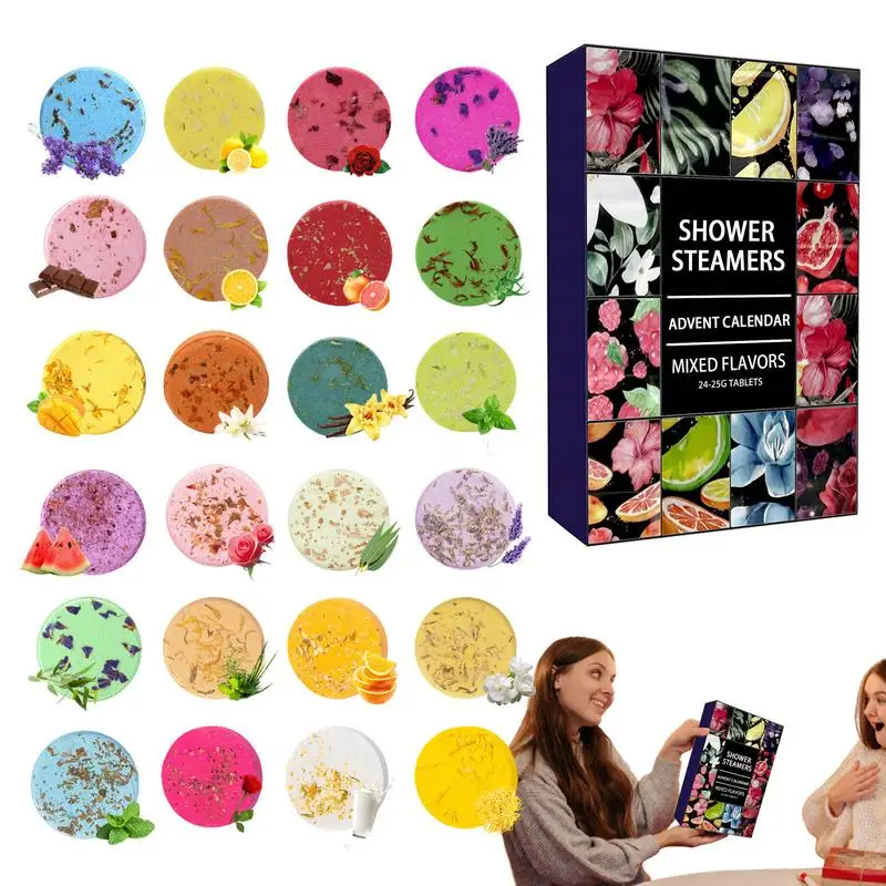 24pcs Shower Steamers Advent Calendar kit Aromatherapy Shower Bombs Self Care and Relaxation Stress Relief Bath Bombs 2