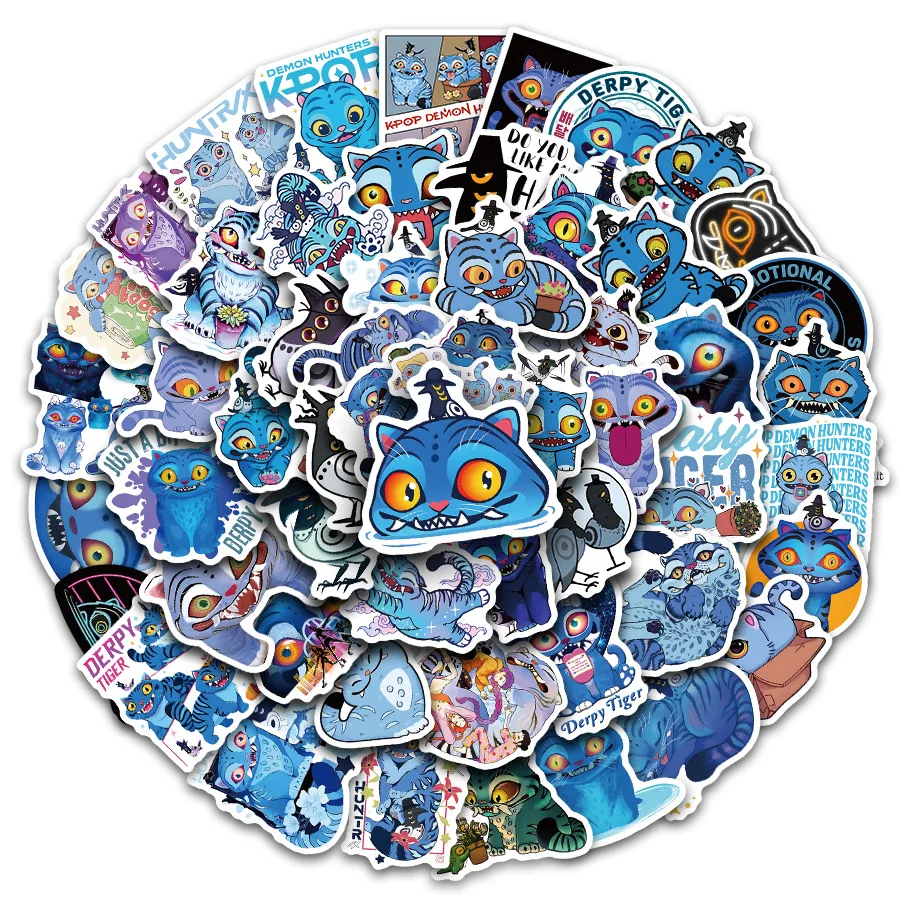 Kpop Demon Hunter Derpy & Tiger Idol Sticker Pack – 56pcs Anime Waterproof Stickers