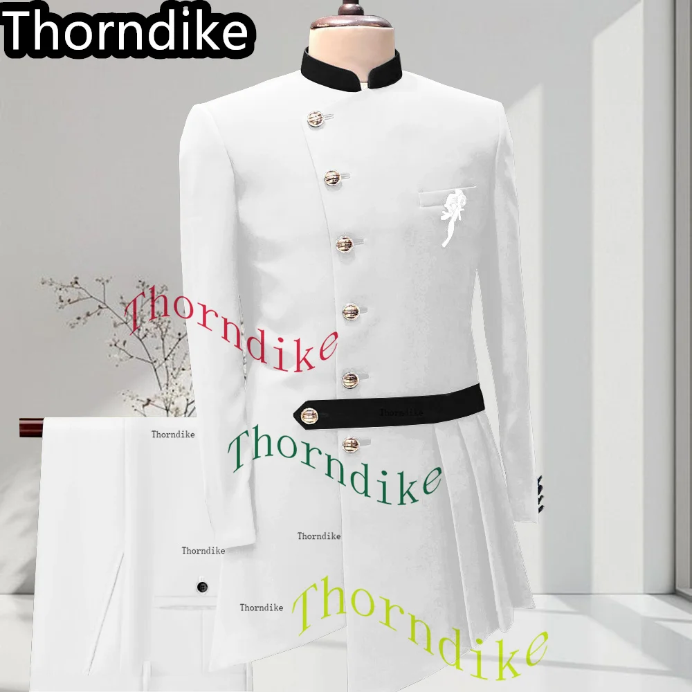 Thorndike Casual Men Suit 2 Pieces Light Blue Affrica Wedding Suits For Men Made Blazer Dress Groom Tuxedo Jacket Pants