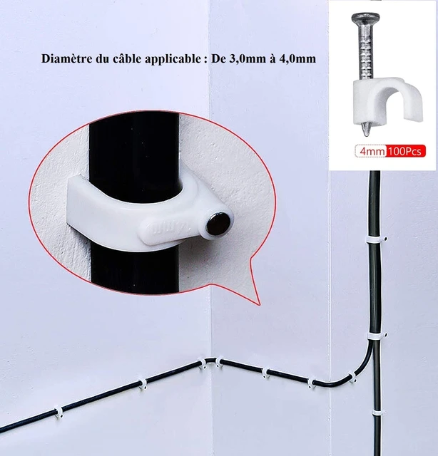 Elfcam® - Clips de Cable Adhesif Reglable pour Gestion de Cable a