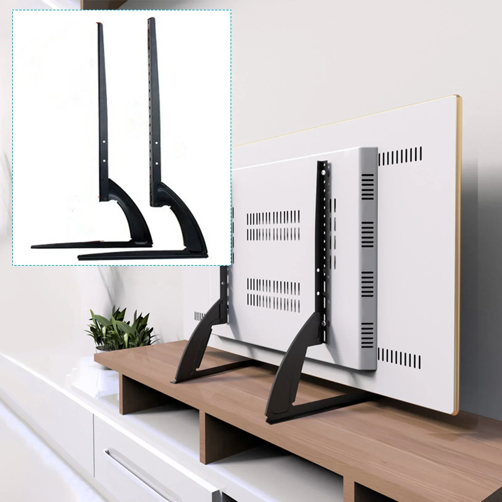 Universal TV Stand Base For 32''-70" Plasma LCD Flat Screen Height Adjustable Monitor Mount Bracket Load Up To 35Kg