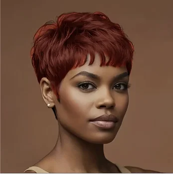 Parrucca sintetica per capelli neri corti Parrucca taglio pixie per frangia parrucca corta Fak per parrucca da festa da donna capelli corti