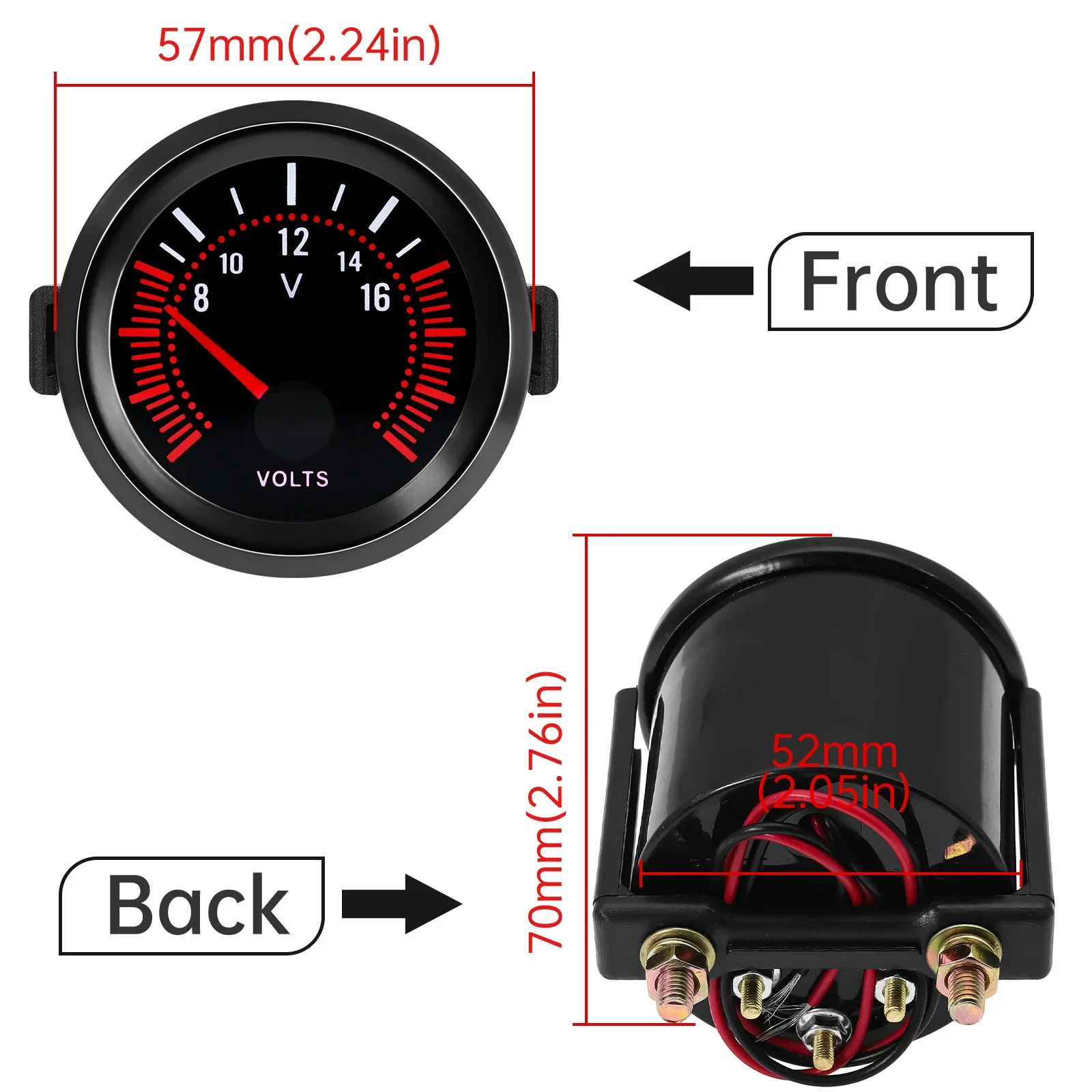 유니버설 12V 52mm 자동차 게이지 부스트 게이지 수온/유온계 타코미터 유압계 PSI/BAR 진공 전압계
