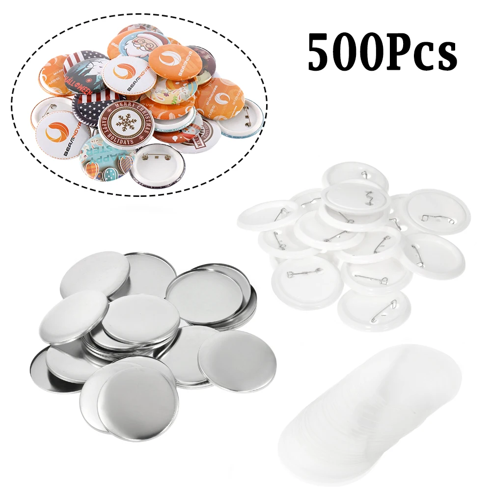 

500Pcs 37mm DIY Badge Button Parts Supplies for Clothes / Handbag Decor School DIY Badge Making Maker Machine Materials