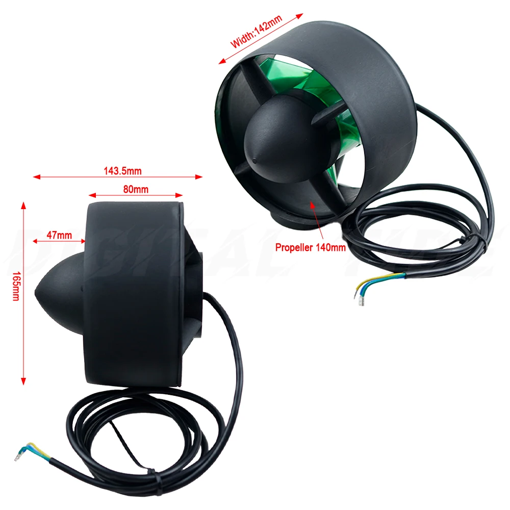 DIY 24V-48V 800W Underwater Thruster Brushless Motor 140Mm 5 Paddle Propeller 13