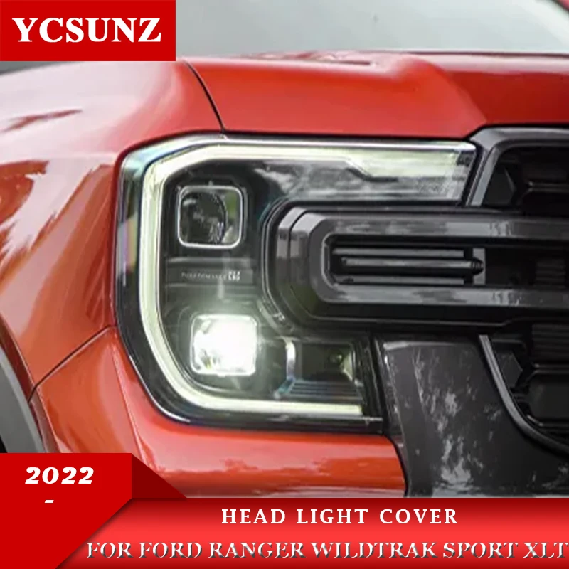 

ABS Head Lamp Light Cover For Ford Ranger Wildtrak Sport XLT 2022 2023 T9 Headlight Cover Sticker Protector Car Accessories