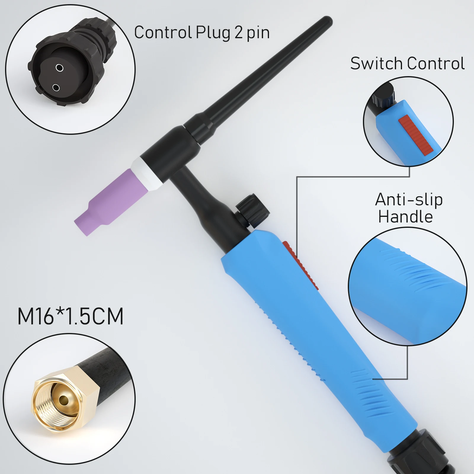 TIG Welding Torch WP17FV Argon Air Cooled Tungsten Arc Welding Torch 3M/5M/7M WP17 Flexible Head Gas Valve welding torch