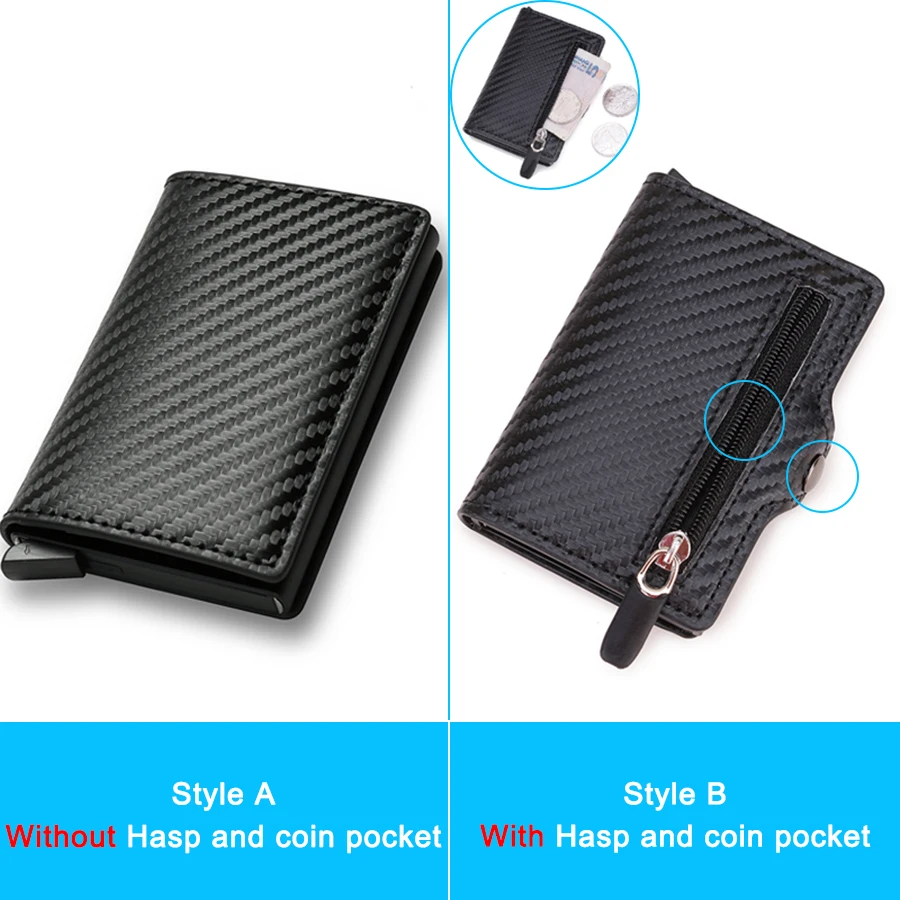 Carbon Fiber Wallet Slim Aluminum Men Wallet ID Credit Card Holder Mini RFID Wallet Automatic Pop up Bank Card Case