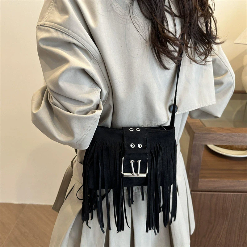 High Quality Women Nubuck PU Leather Shoulder Bag Fashion Ladies Crossbody Bags Casual  Female Tassel Messenger Bag