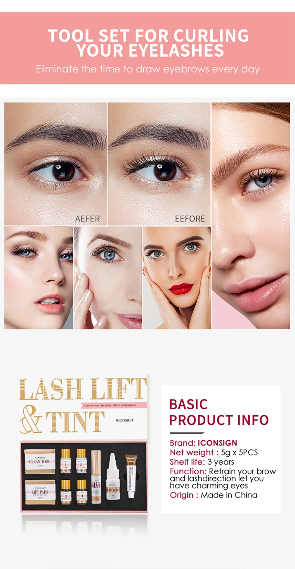 ICONSIGN New Eyelash Eyebrow Dye Tint Kit Professional Lash Lifting Eyebrow Dyeing Mascara Make Up Setting