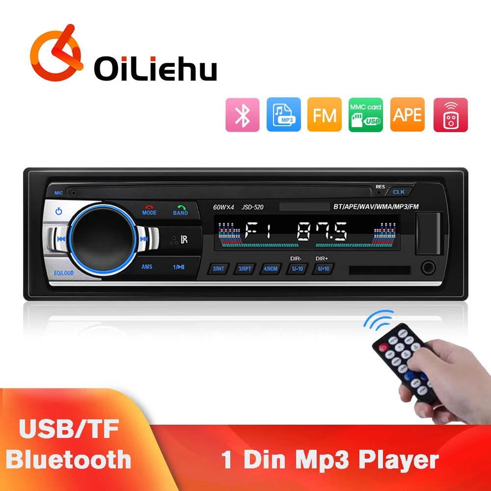 OiLiehu Car Radio Stereo Player Digital Bluetooth Car MP3 Player FM Radio Stereo Audio Music USB/SD with In Dash AUX Input pioneer double din Car Radios