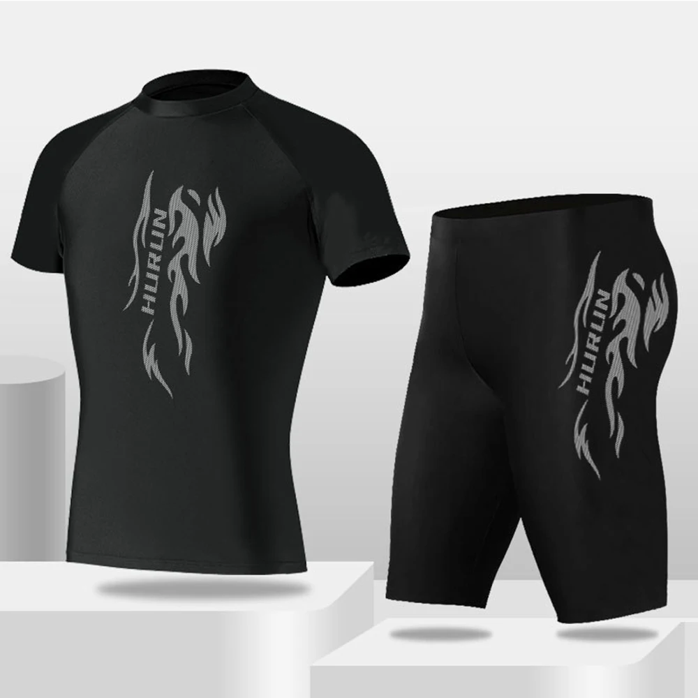 

2023 Men's New Quick Dry Short Sleeve Rash Guard Swimsuit Tops Swimming Suit UPF 50+ Beach Rash Guard Diving Surfing Shirt For