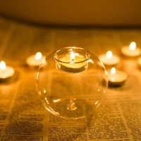 European Exquisite Round Hollow Glass Candle Holder Christmas Wedding Banquet Bar Party Wax Holder Home Decoration Ornaments 4