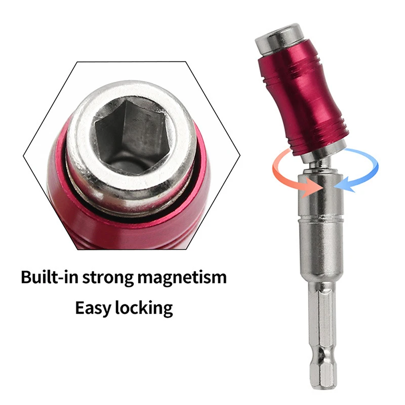 Punte per cacciavite ad anello magnetico esagonale da 1/4 "Punta per trapano Asta di prolunga con angolo da 0 a 20° Supporto a cambio rapido Utensili manuali per lavorazione del legno_voghion.com