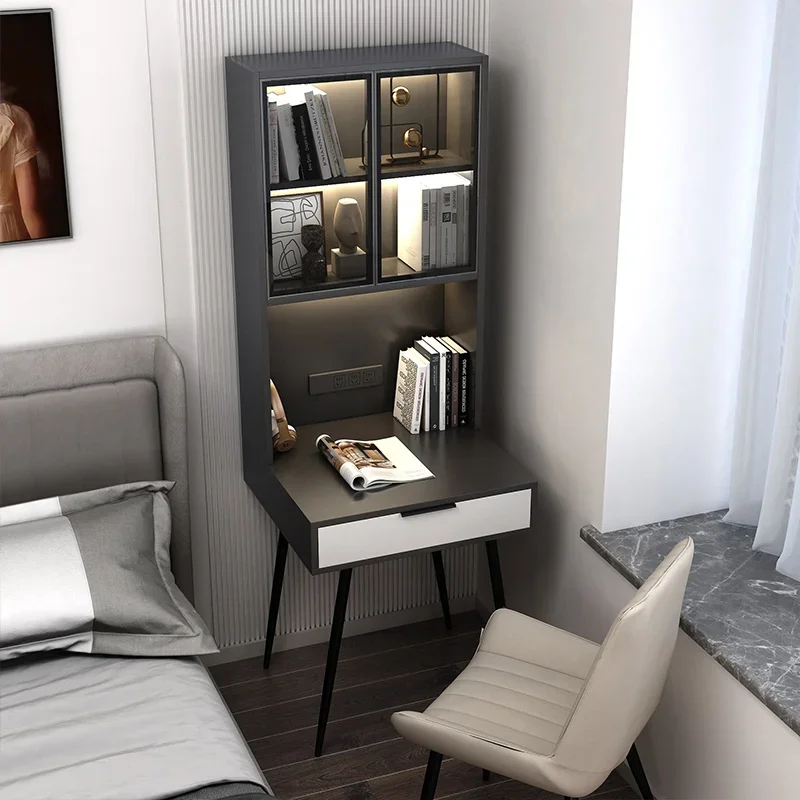 

Light Luxury Bookshelf Integrated Small Apartment Desk Home Bedroom Study Table Cabinet Combination Corner