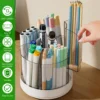 Rotating Pencil Organizer Large Capacity Round Desktop Storage Holder with 6 Compartments 360° Turntable Lipstick Organizer 2