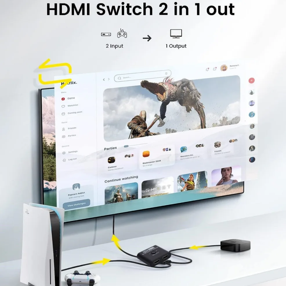 Interruptor Hdmi 4k x 2k Portas para Laptop pc Xbox Ps3 Ps4 tv Box Monitor Projetor Adaptador - Imagem 6