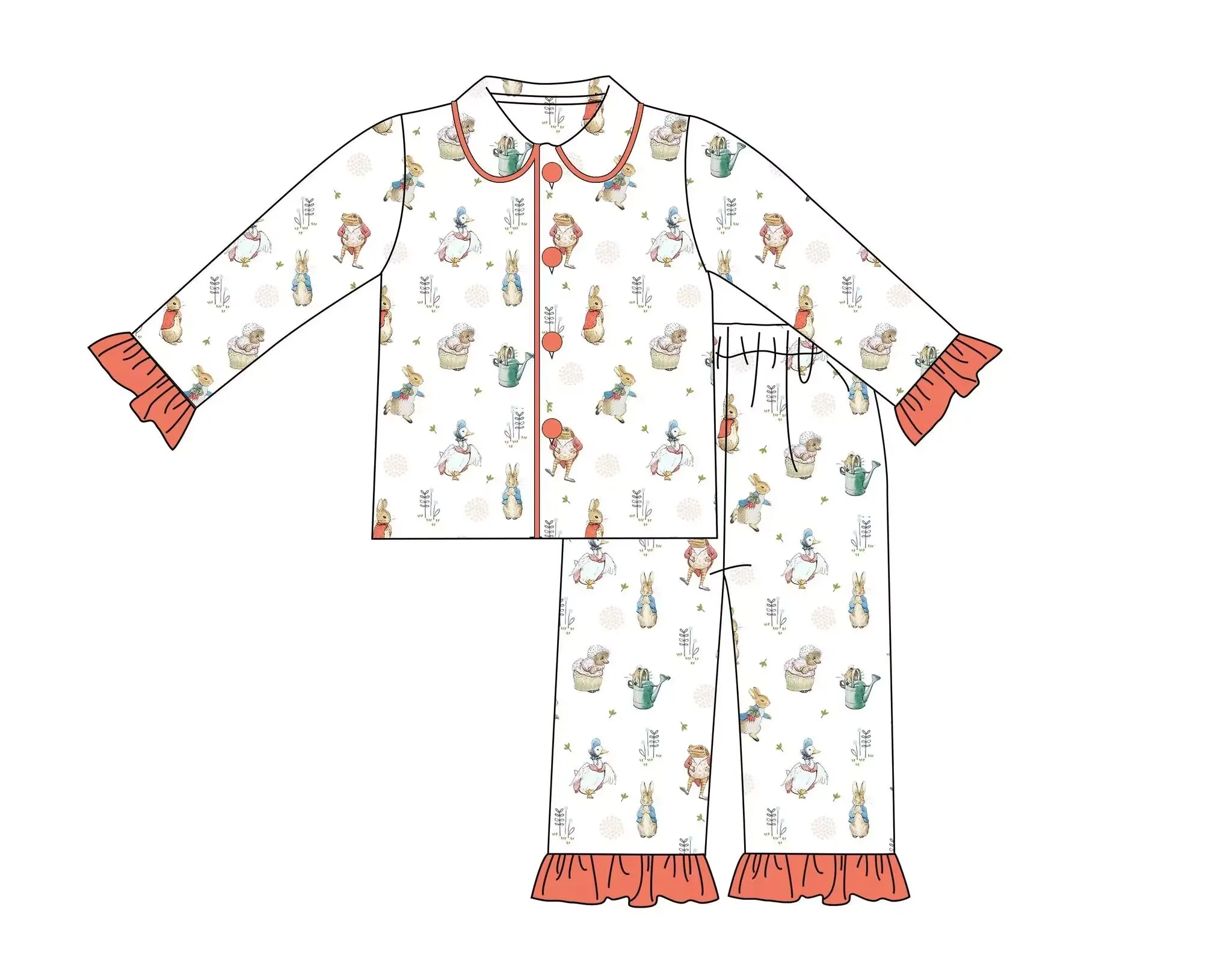 

Пасхальная детская одежда, маленькие летающие рукава, женская пижама, детский костюм для новорожденных, наряд для девочек