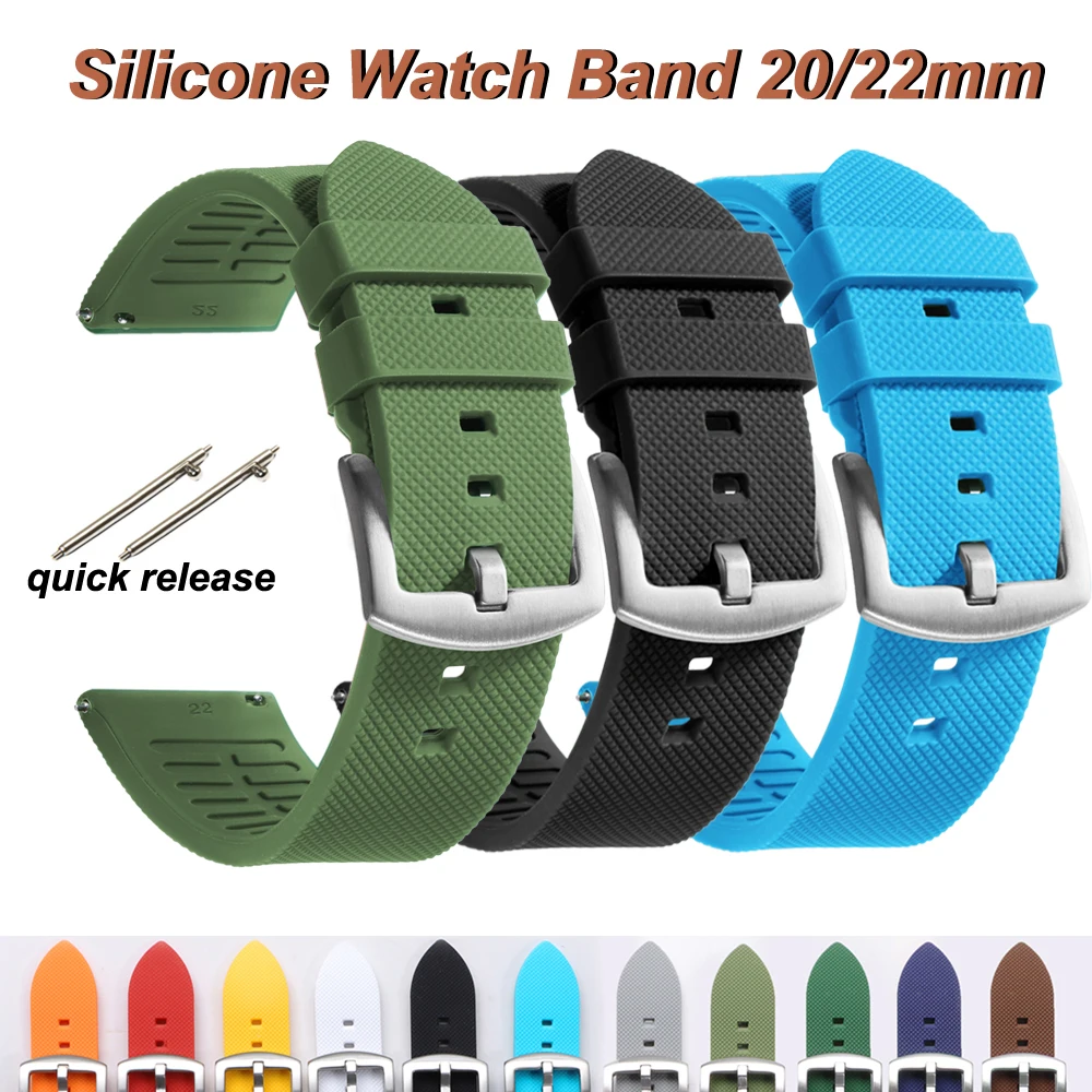 Classic Tropical FKM Rubber Watch Strap – Premium Replacement Bracelet Belt, 20mm/22mm
