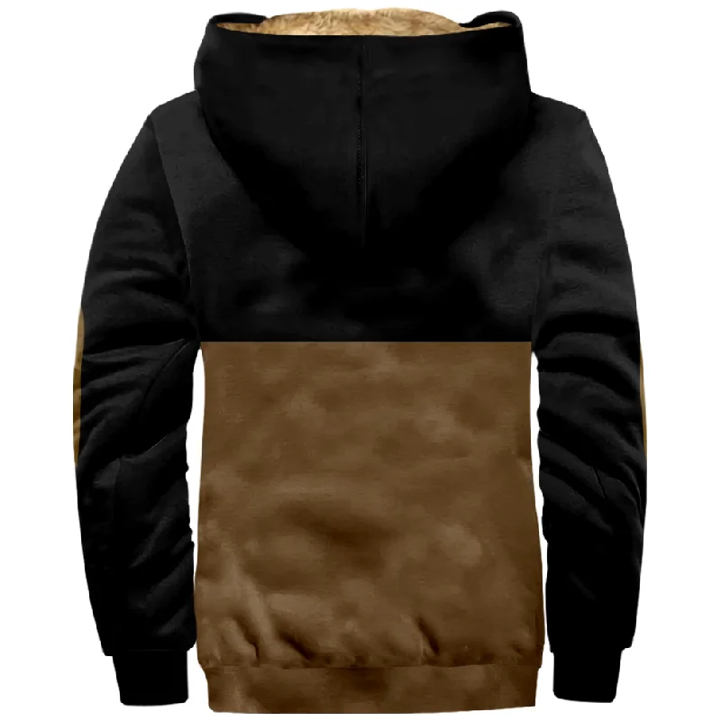 New Color Matching Creative Cotton Coat Hooded Sweater Casual Print Long Sleeve Zipper Sweater Thick Cotton Coat Winter