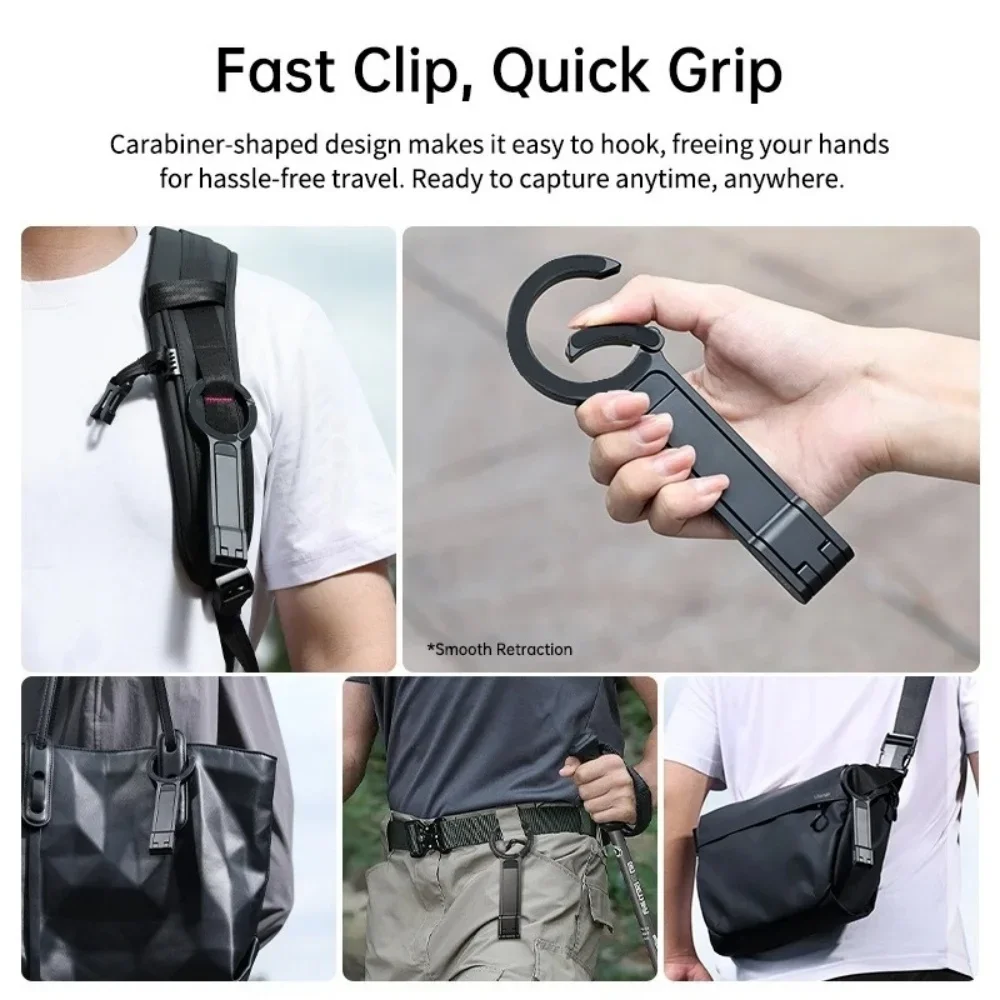 Portable Foldable Magnetic Tripod Desktop Lazy Phone Holder Adjustable Creative Carabiner Mount Phone Stand For All Smartphones
