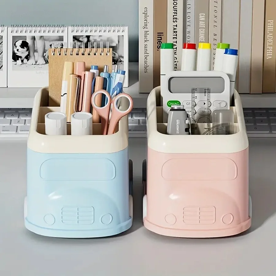 Pens Pencils Holder Office Plastic Cartoon Desk Organizer Desktop Stationery Box Desktop Pen Box Sewing Items Storage 책상 정리함