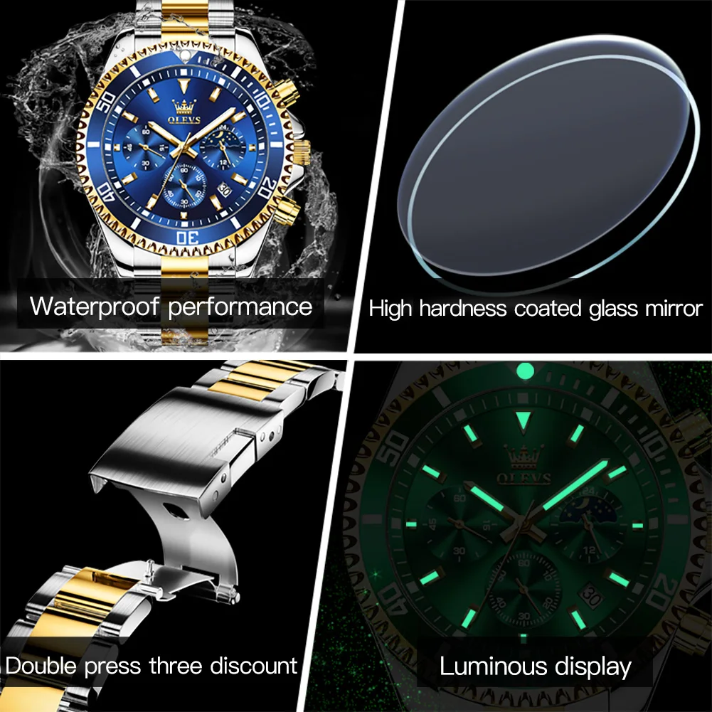 Orologio Automatico Uomo OLEVS – Meccanico A Carica Automatica, Cinturino In Acciaio, Luminoso