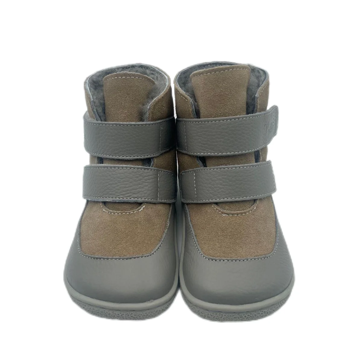Children Boots Genuine Leather Winter Barefoot Two Straps Boot Real Fur Linning Insole Baby Toddler Girl Boy Kids Warm
