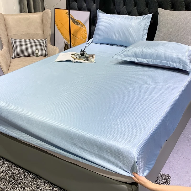 

Jacquard Fitted Sheet Houndstooth Bed Mat Queen Size Bed Linen Mattress Bed Cover 3-piece Pillowcase Bedding Set