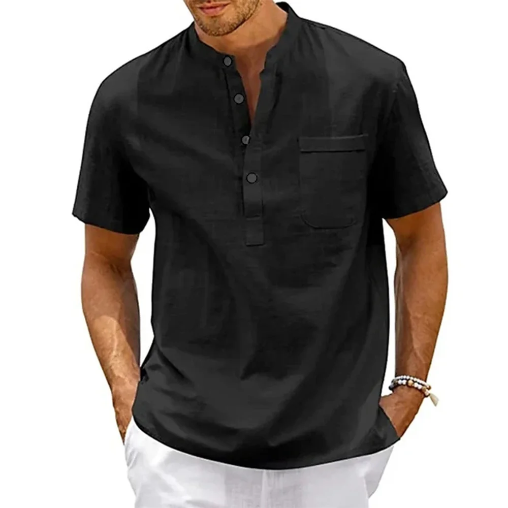 Men’s Cotton Linen Henley 2