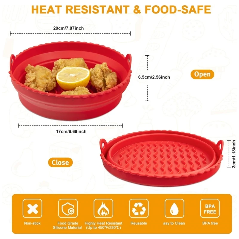 2-Pack Air Fryer Silicone Liners Pots Basket for Air Fryer Oven Accessories New Dropship images - 6