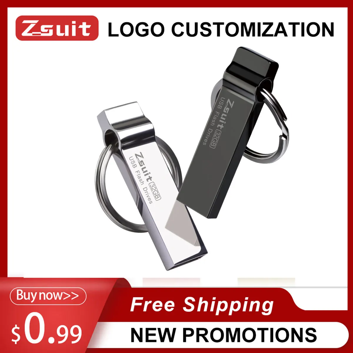1개 2026 USB 플래시 드라이브 32GB 16GB 64GB 펜 드라이브 방수 USB 2.0 고속 펜드라이브 금속 USB 스틱 PC/차량/TV용 선물