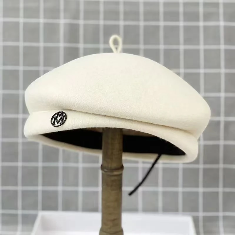 Classic Ladies Beret Hat Fancy Wool Felt Hat Warmer Winter Hat Cap White Black Women Fedora Hat Fascinator Pillbox Hat Formal 5