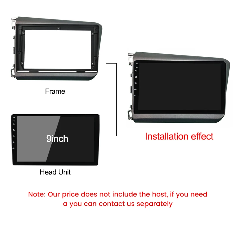 For Honda Civic 2012 2013 2014 2015 For Android Car Radio Panel Fascia Frame Optional Accessories Power Cord CANBUS