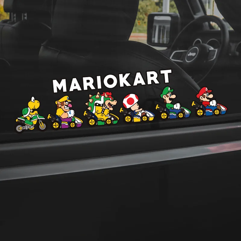 New Classic Game Super Mario Car Stickers Creative Cute Motorcycle Electric Car Novelty Reflective Scratches Cover Stickers Gift