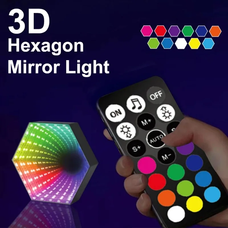 RGB 3D 육각 LED 데스크탑 앰비언트 라이트, 컴퓨터 게임 음악 리듬 동기화 픽업 라이트, 방 장식