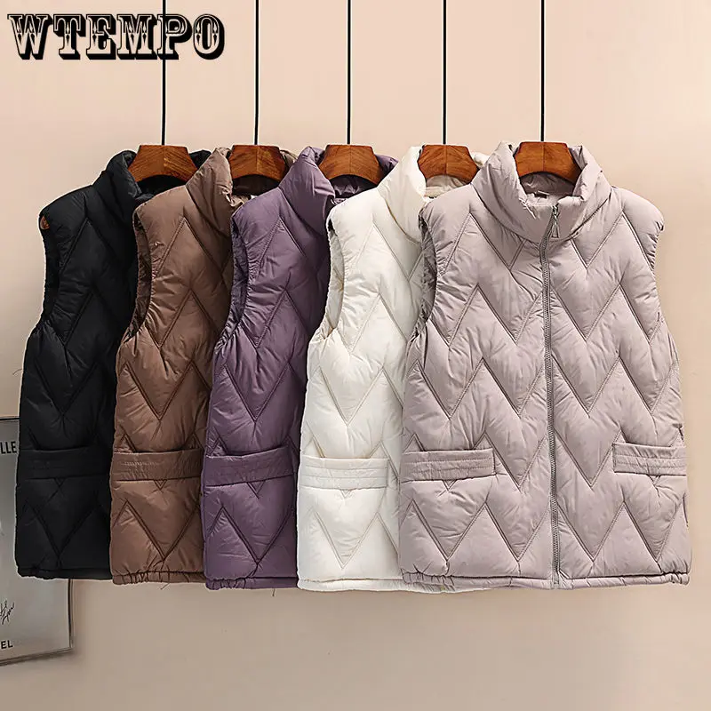 

Standing Collar Down Cotton Vest Women Sleeveless Outerwear Coat To Keep Warm in Winter Drop Shipping