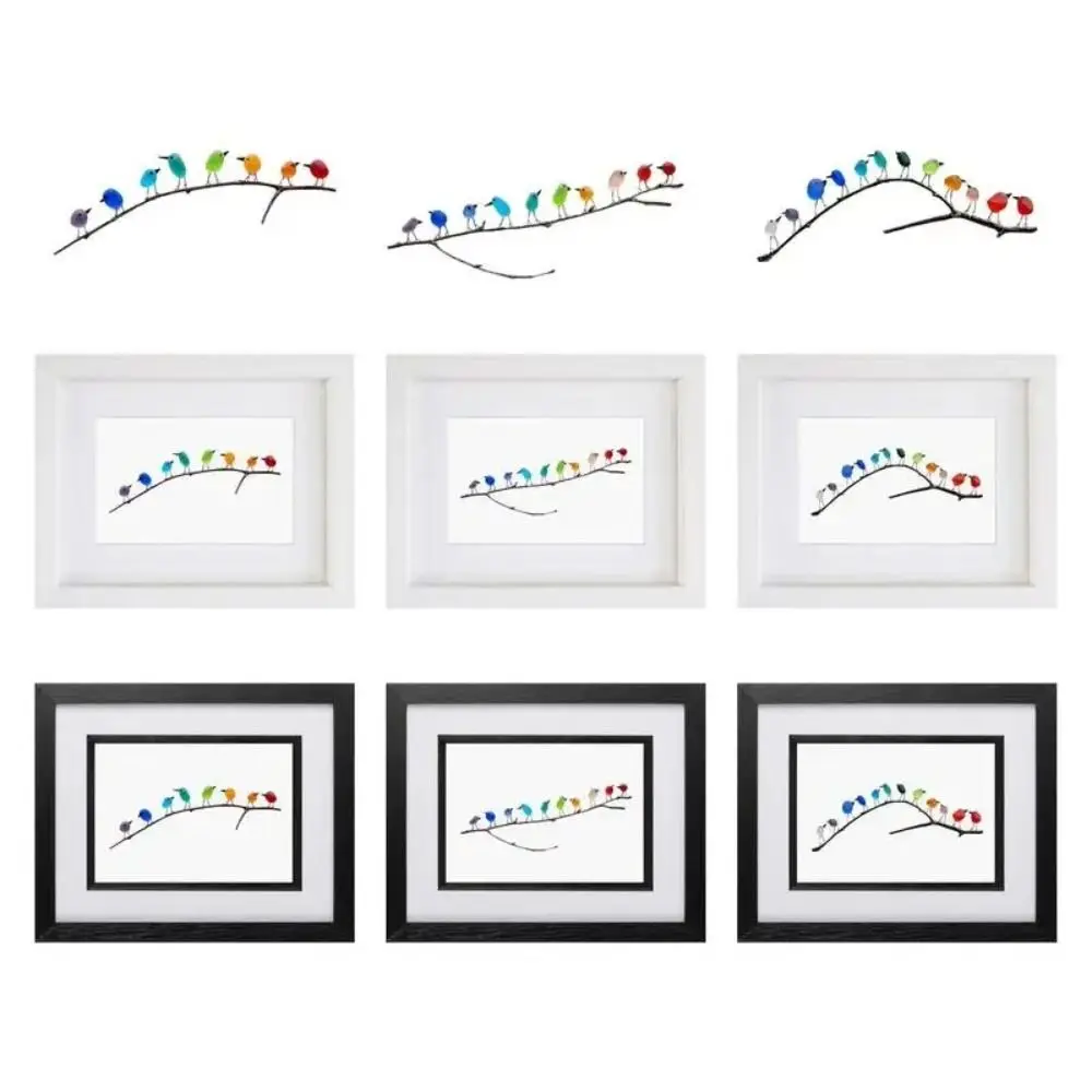 Da Collezione Sea Glass Rainbow Bird Ornament Animal Sculpture Window Hanging Glass Bird Figurine Statue Wood Photo Frame