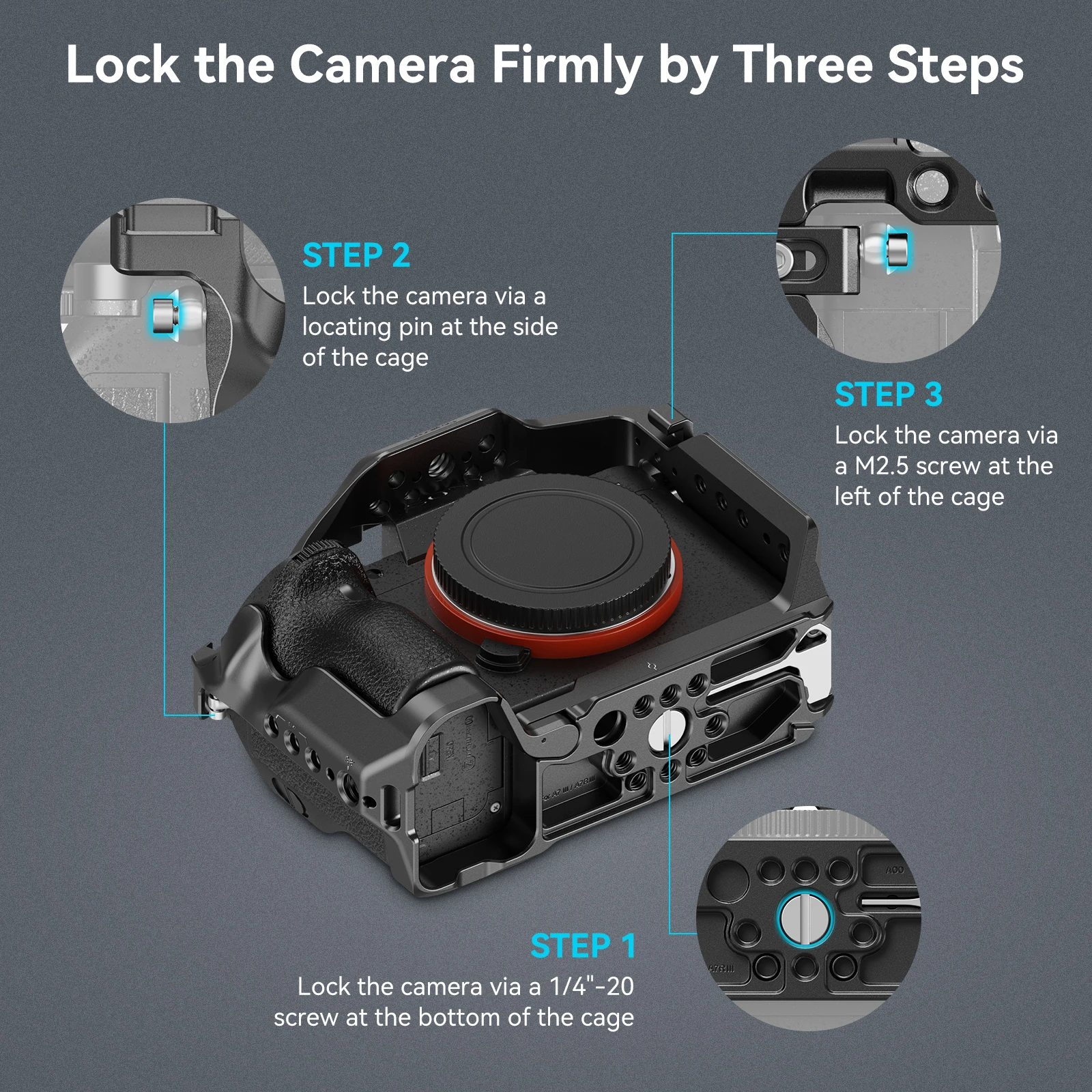 A7 III / A7R III Cage Kit for Sony Alpha 7 III / Alpha 7R III with Handle ,Cold