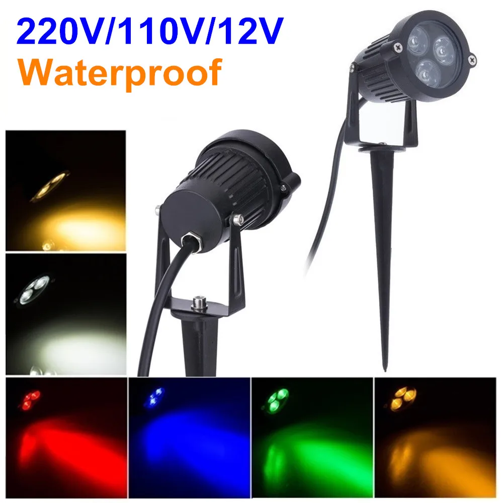 220V 110V outdoorové LED sad trávník světel 9W krajina lampa špice vodotěsný 12V běžící pás žárovky teplý bělouš zelený reflektory