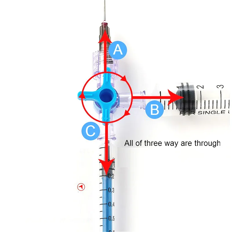 Disposable Stopcock Sterile Three Way Cock Syringe Adapter Water-light Needle Dispenser Ethylene Oxide Sterilization 5/PK