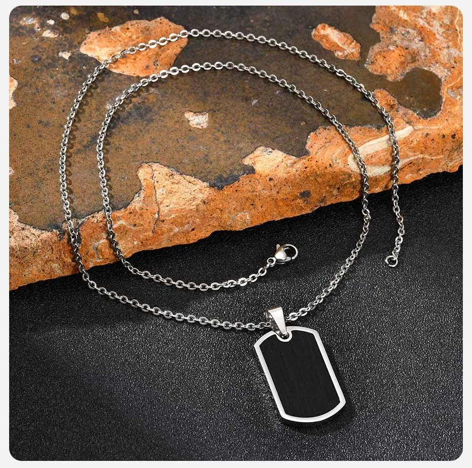 Vnox Dog Tag Militär-Anhänger-Halskette für Männer und Jungen, wasserdichtes O-Kettenhalsband aus Edelstahl, 19,7 x 33,5 mm, lässiger Schmuck, Geschenke – Detail 6